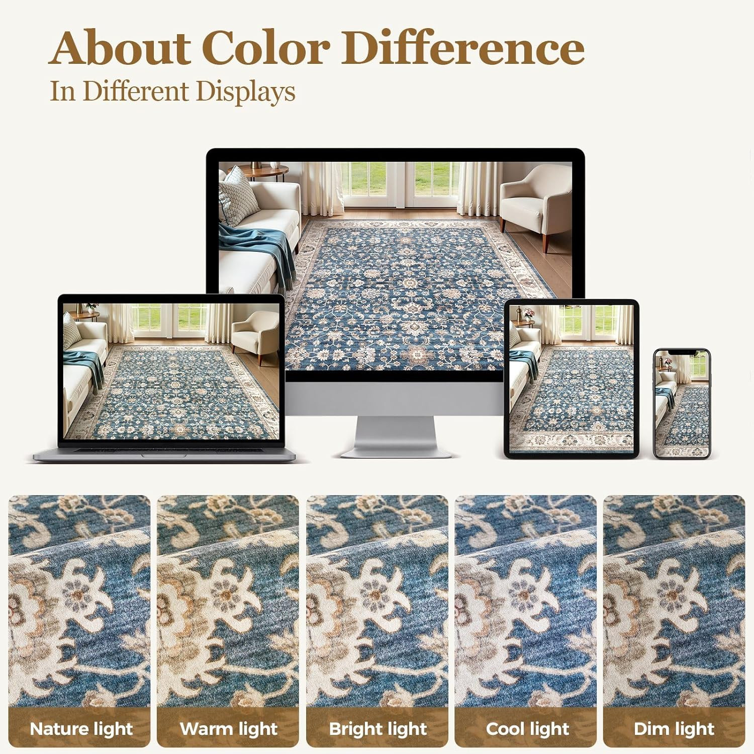 Modern 9×12 Blue Area Rug – Machine Washable, Non-Slip, Stain Resistant