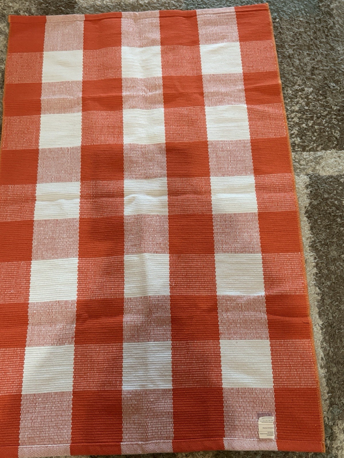 Orange Plaid Rug 27 X42 Area Rug