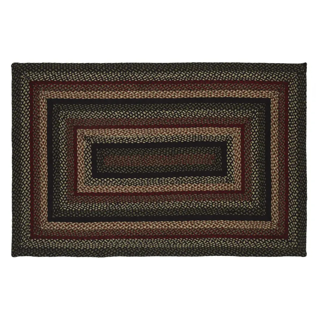 Tartan Braided Area Rug By IHF Rugs. Oval & Rectangle. Many Sizes. Black/Red