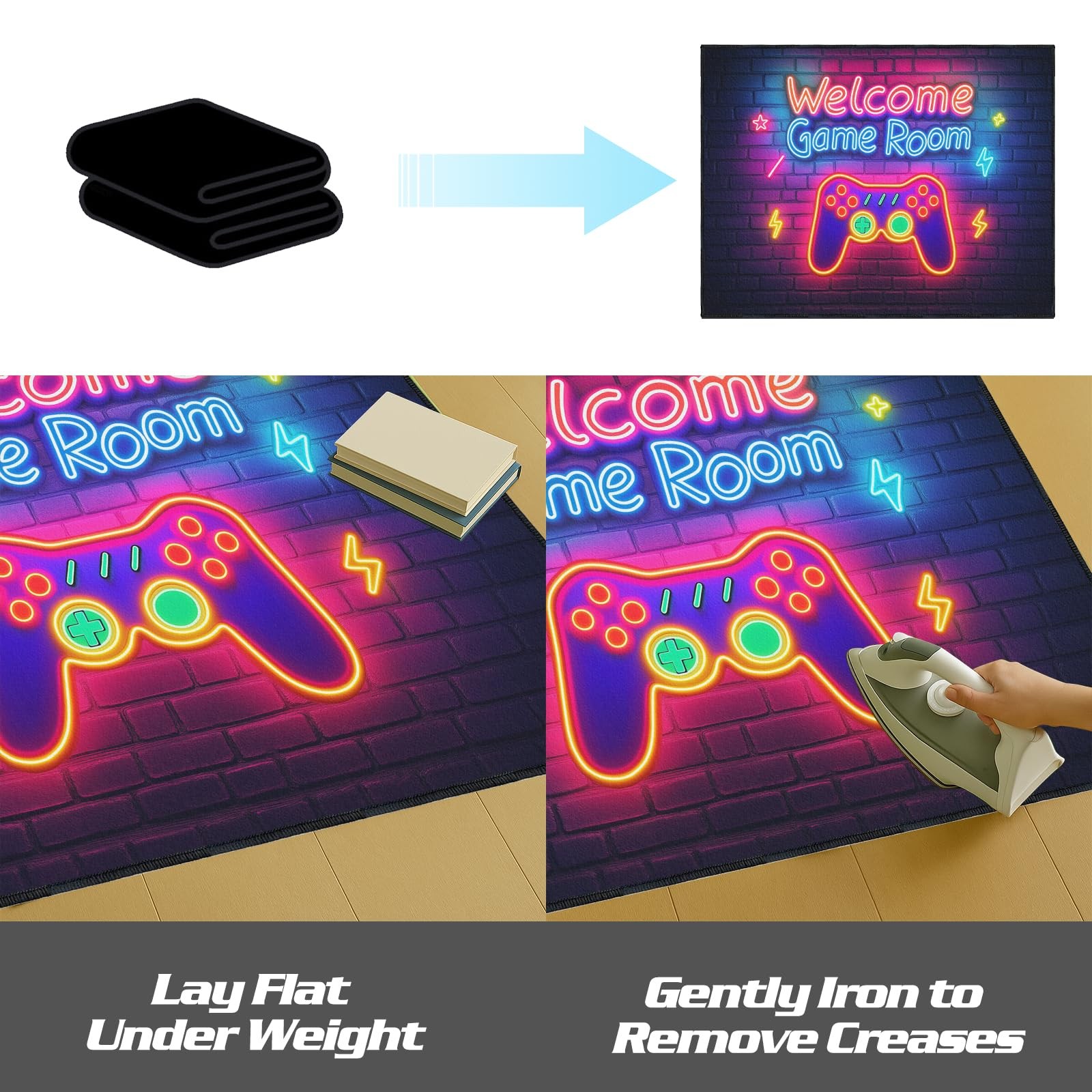 Gaming Rug Room Non-Slip Backing Game Room Carpet Bedroom Decor 3×5 Ft