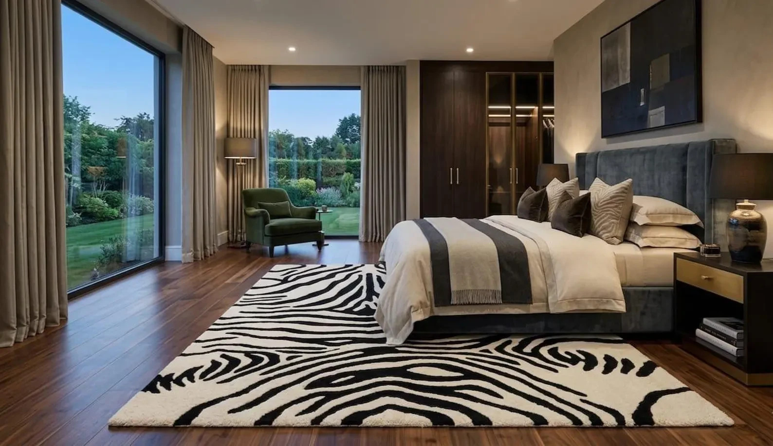 Hand Tufted 100% NZ Wool Zebra Rug Handmade Black & White Animal Pattern Modern