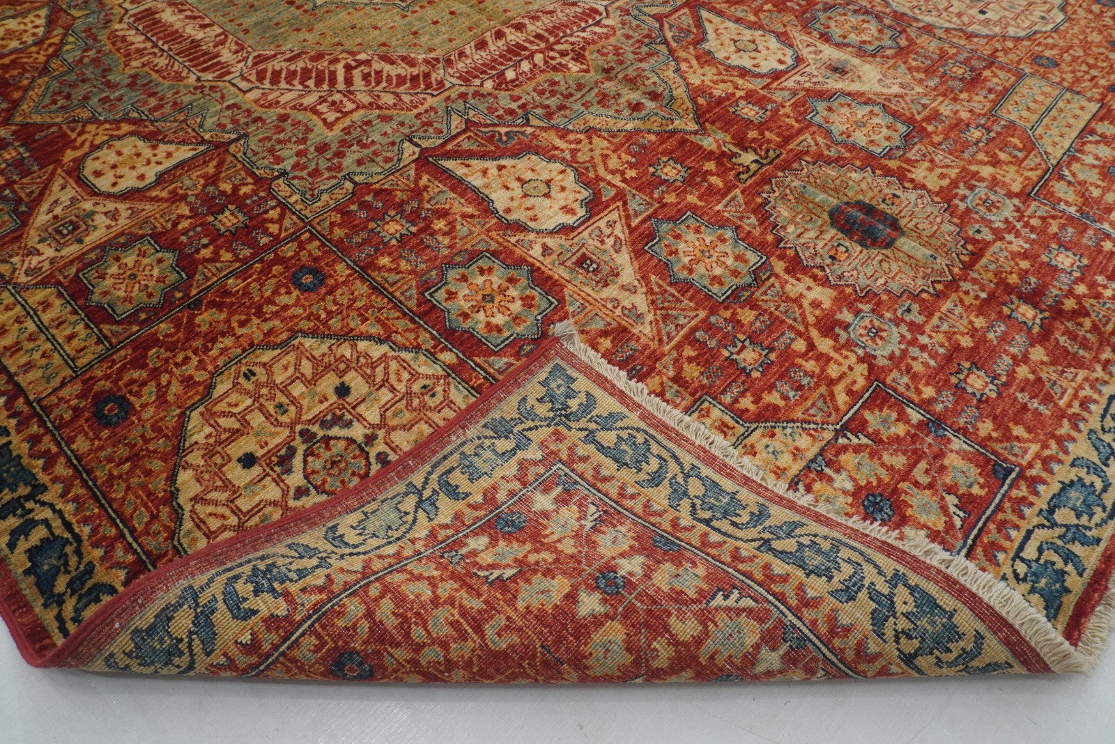 5×7 ft Red Mamluk Afghan Hand Knotted Wool Medallion Rug