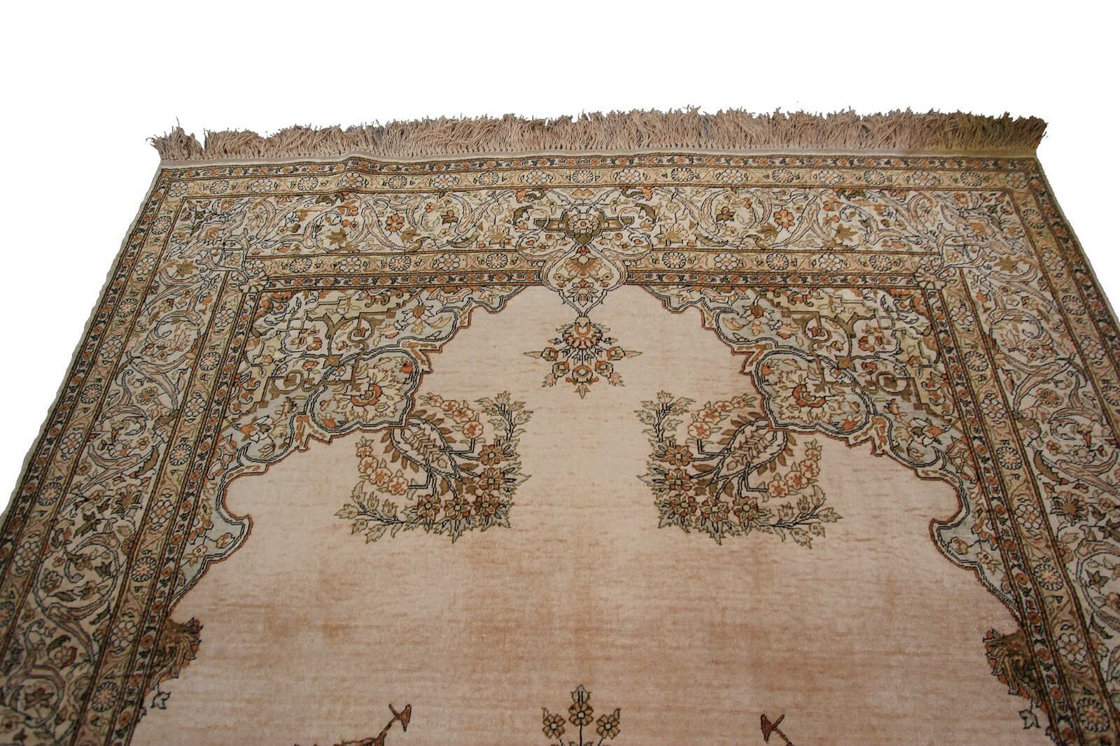 4×6 Rare Vintage 100% Pure Silk Handmade Area Rug Museum Quality High Finish