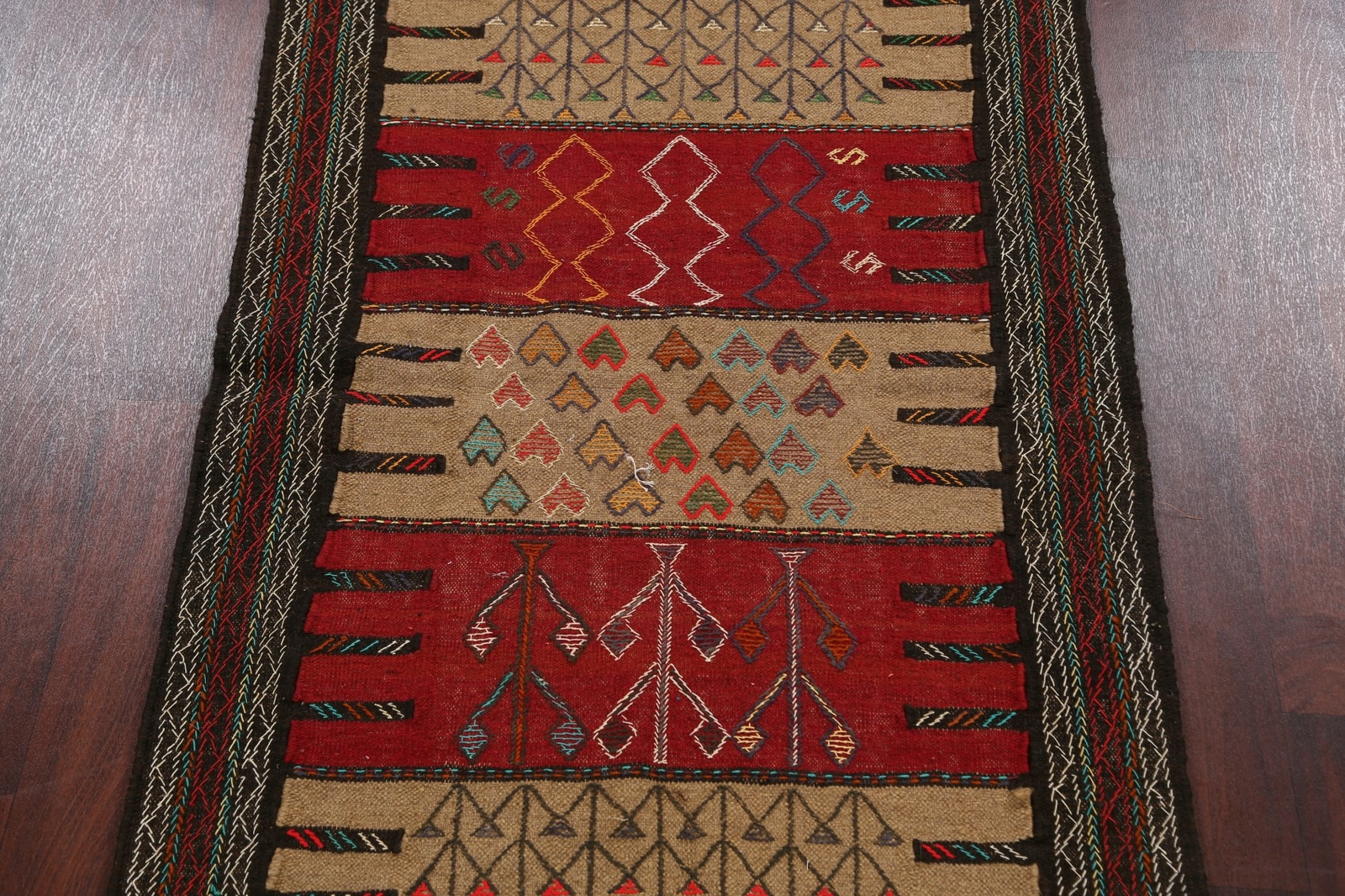Tribal Geometric Sumak Kilim Hand-woven Wool 4×6 Area Rug Oriental Foyer Carpet