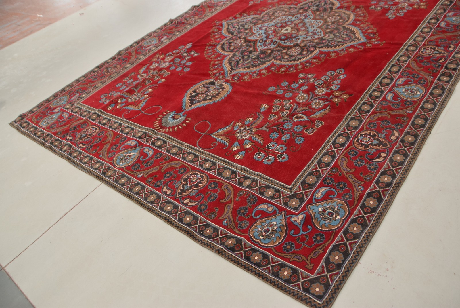 Vintage 9,4×13,2 ft Rug, Oversize Turkish Rug, Red Oriental Wool Rug