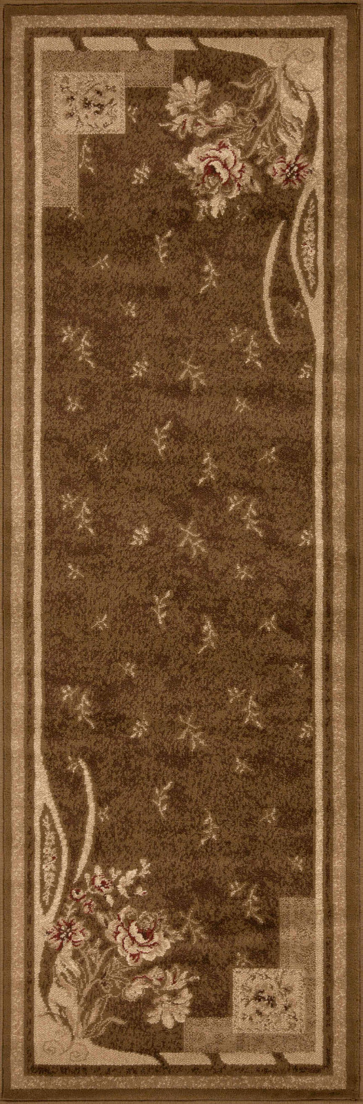 Ruban Modern Floral Block Power Loomed Runner Repels Moisture Indoor Area Rug