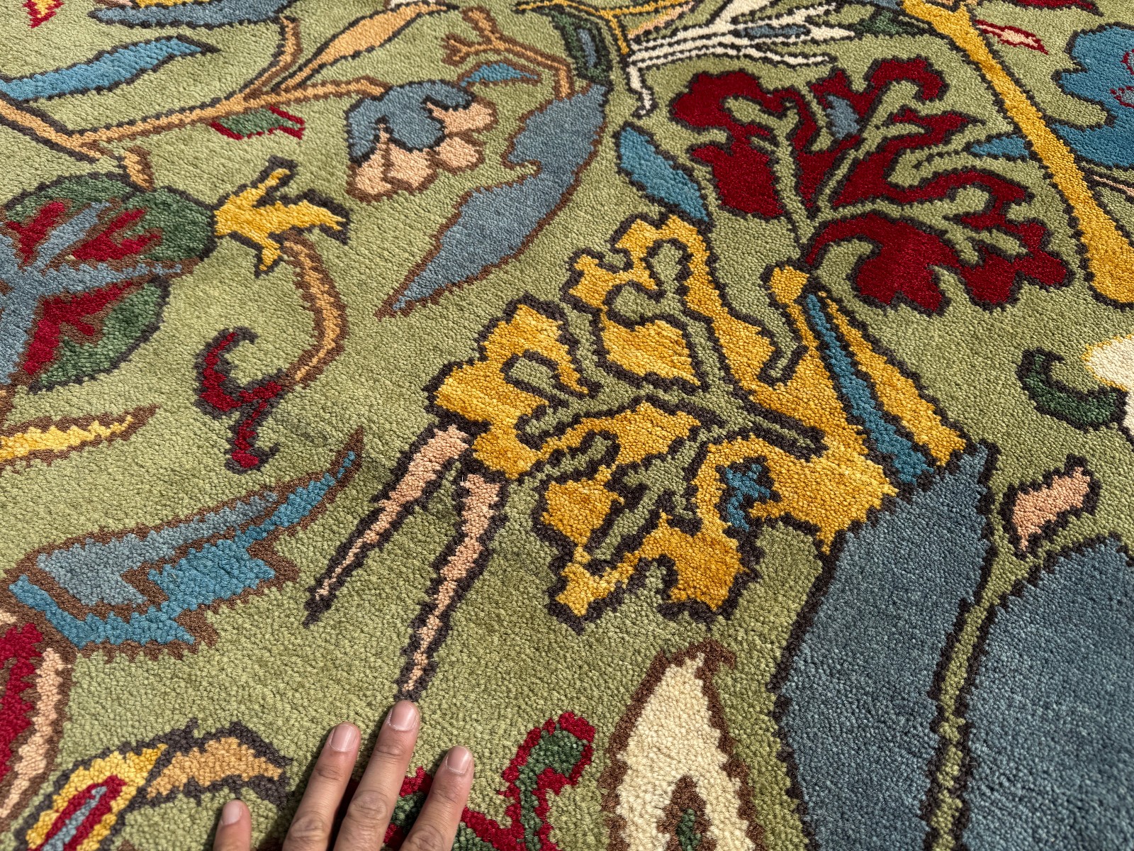 9×12 GREEN HANDMADE ORIENTAL RUG wool handwoven oushak new blue colorful tribal