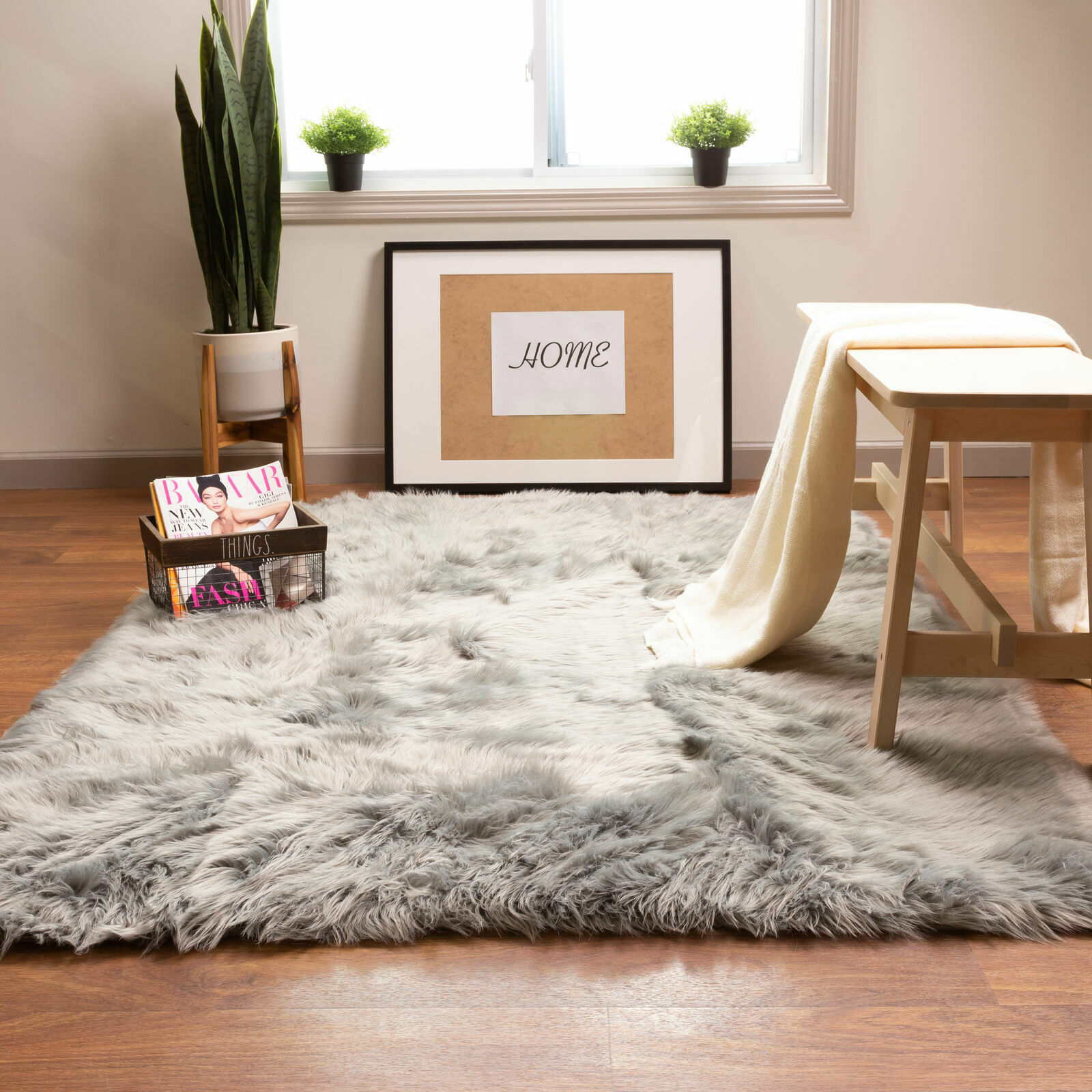 6.56X10FT Faux Fluffy Shag Rug Long Pile Non-Skid Furry Carpet In Many Size
