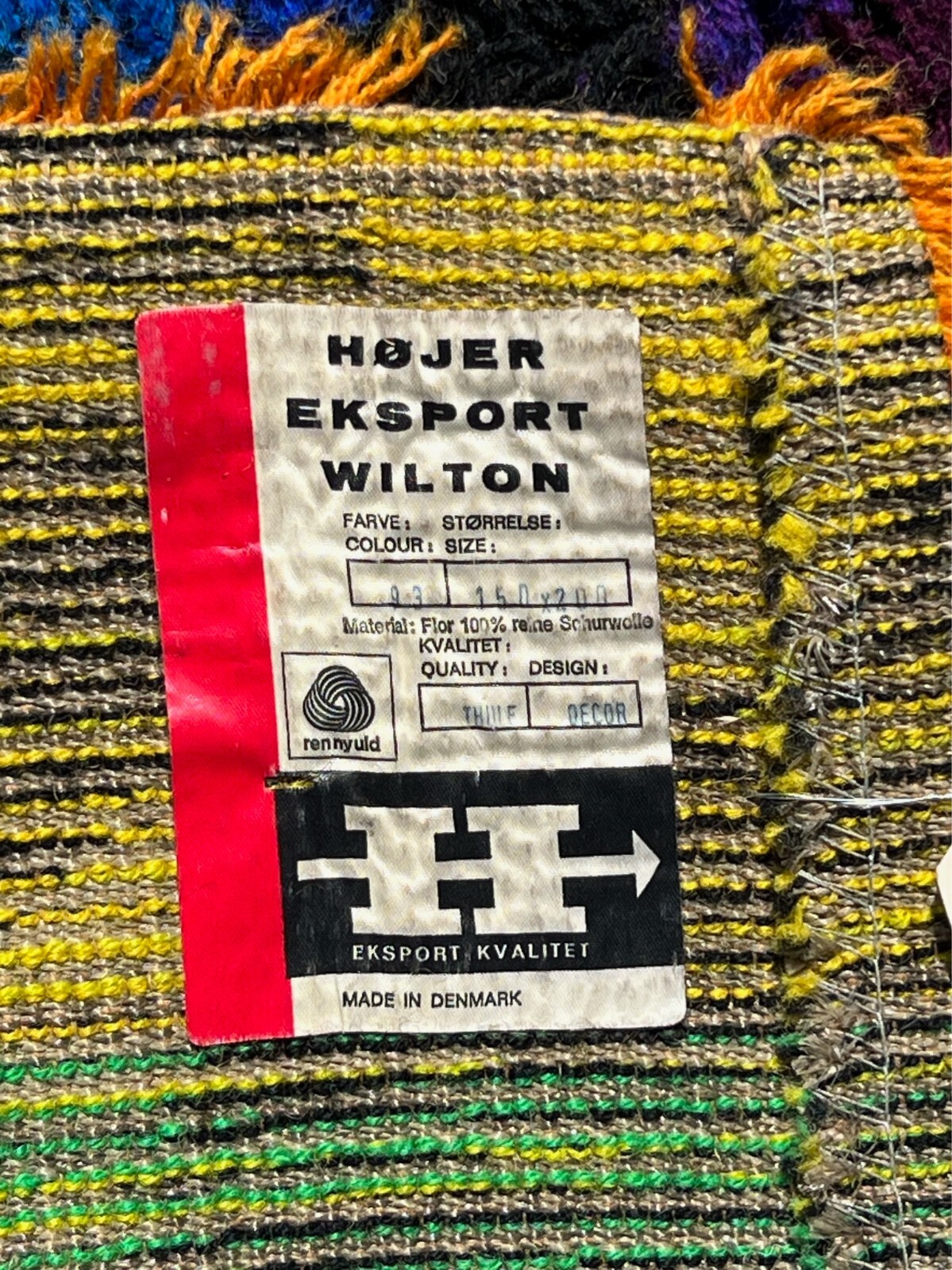 60’s HOJER EKSPORT WILTON Mid Century Modern UNUSED LGBT Circles Danish Rya rug