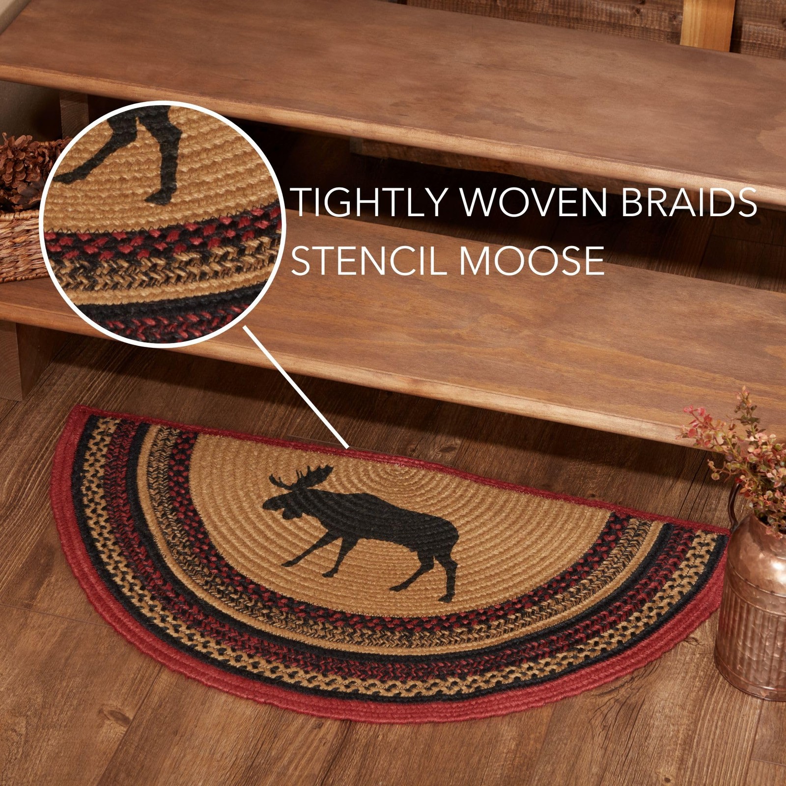 Vhc Brands Cumberland Rustic Kitchen Rug Cozy Natural Dyed Jute Moose Pattern