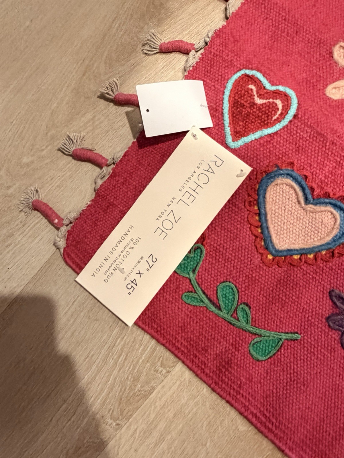 Rachel Zoe Valentines Accent Throw Red Pink Rug Pinkmas Hearts! 27″x45″ NEW