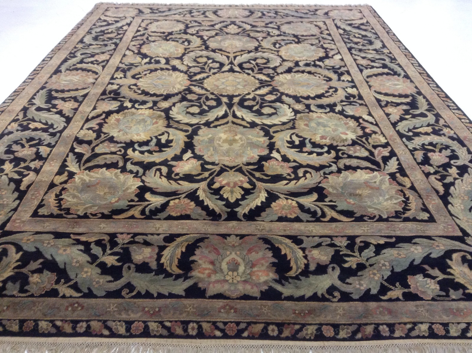 10′ X 14′ Black Green Ziegler All-Over Oriental Area Rug Hand Knotted Wool