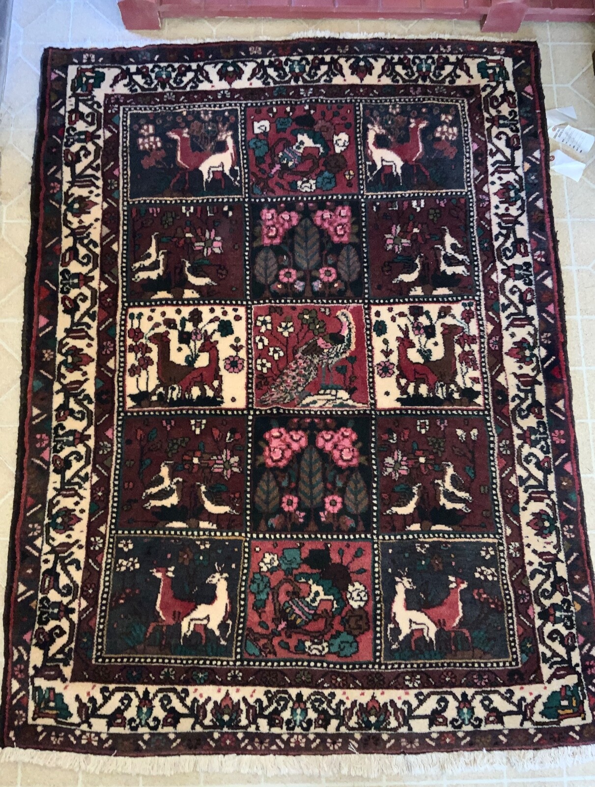 Bakhtiari Panel Garden Design Oriental Rug / 3.10 x 5′ Hand Knotted Wool