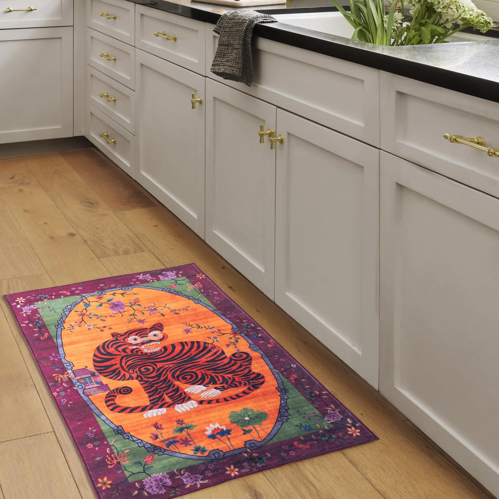 Vintage Tibetan Rug – 2×3, Non-Slip, Washable Rugs for Bathroom, Kitchen, Ind…