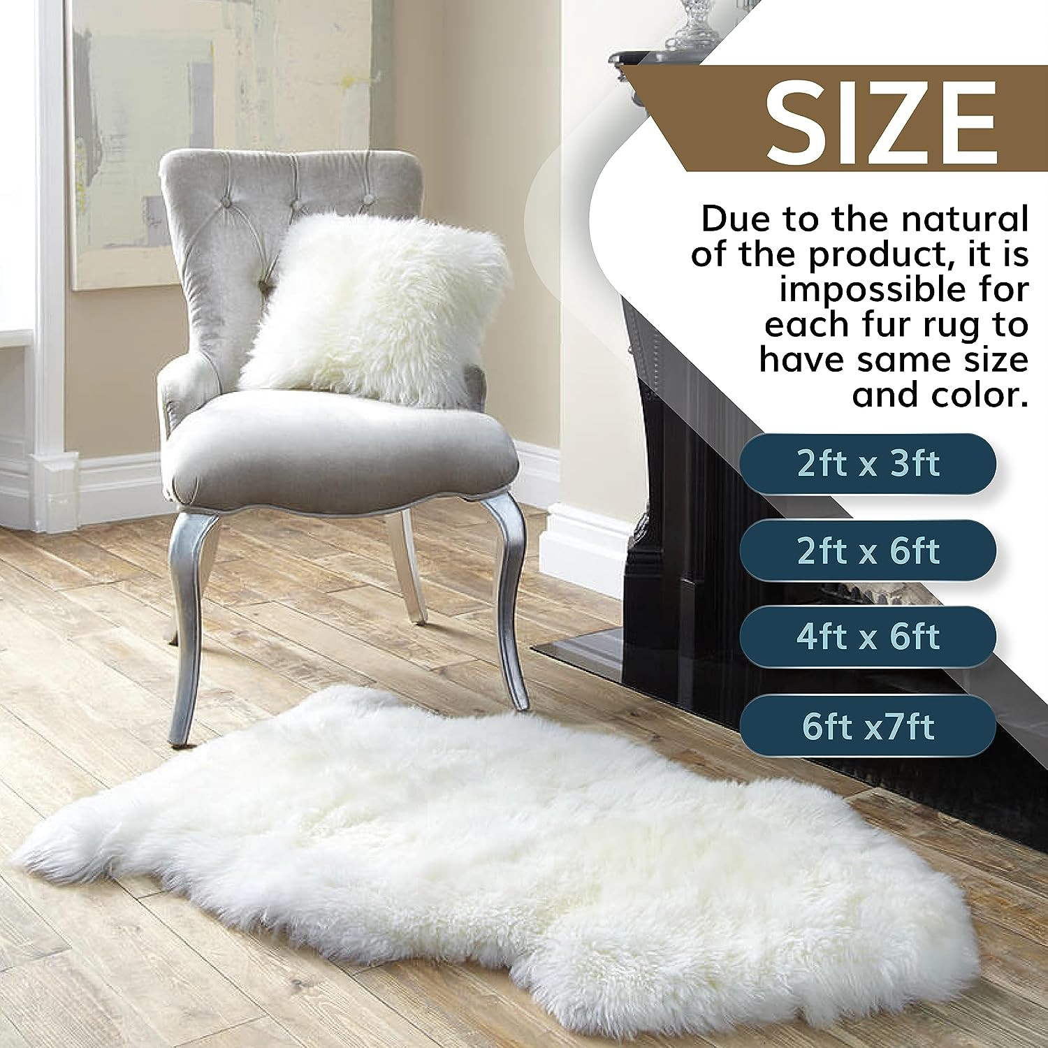 Waysoft New Zealand Sheepskin Area Rug – Genuine Fluffy Wool, Multiple Sizes, Be