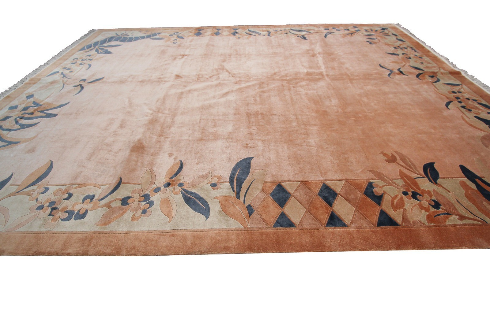 Rare Vintage Art Deco Rug Silk Chinese Rug Art Nouveau Handmade Rug Pink 8×11