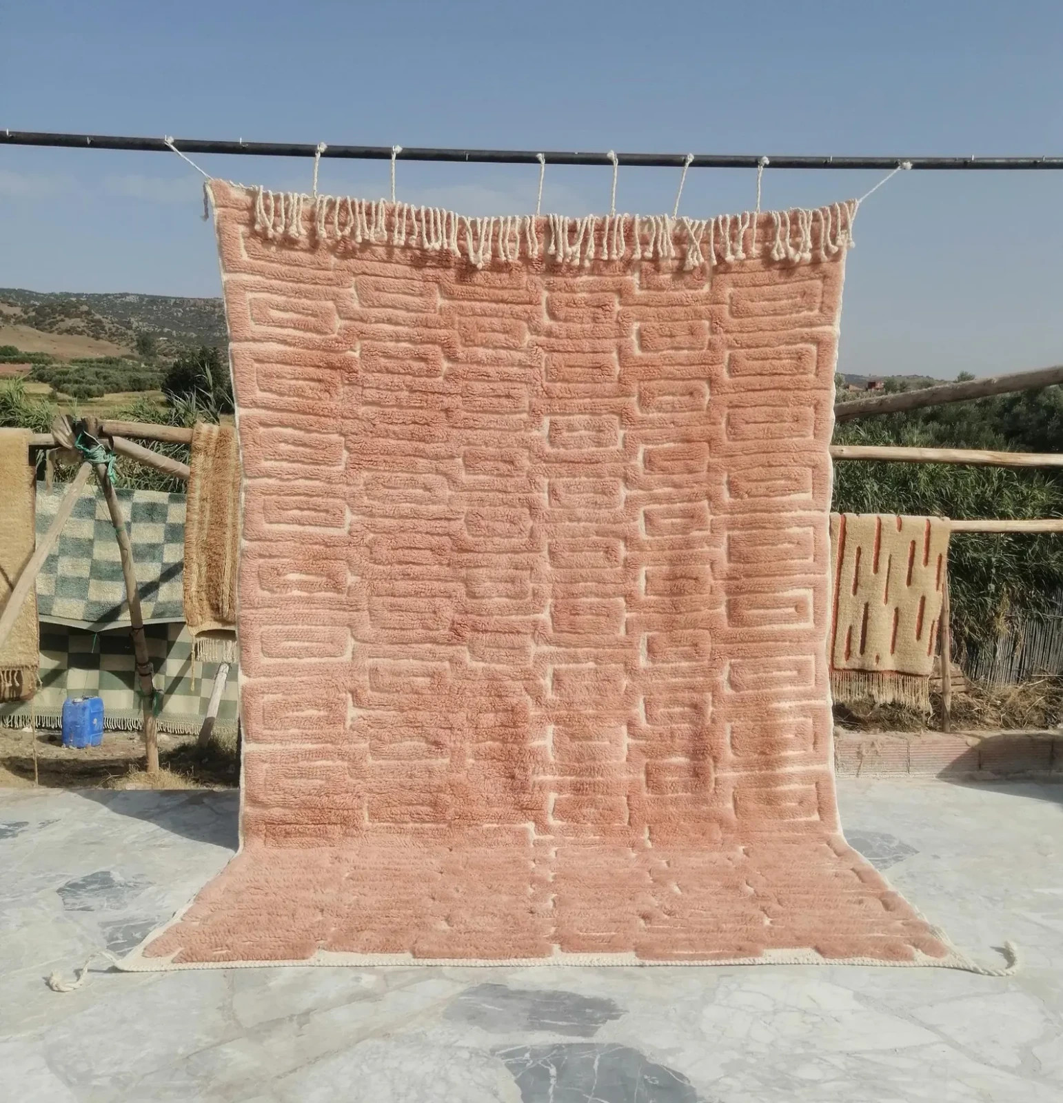 Terracotta Moroccan Berber Rug: Soft Wool, Earthy Boho Decor 8×10 8×12 6×9