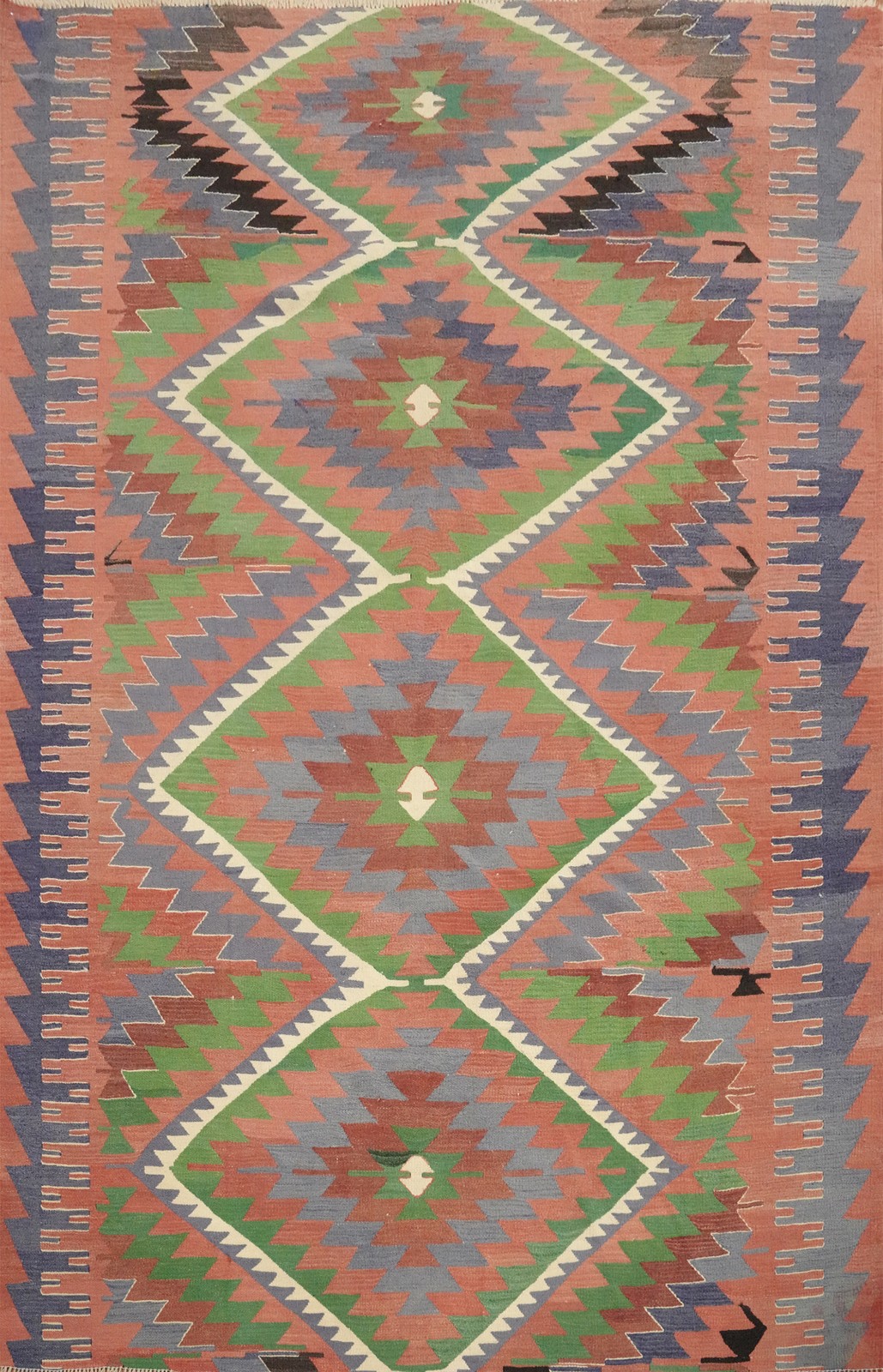 Vegetable Dye Kilim Turkish Area Rug 6×8 Room Size Flat-Weave Reversible Carpet