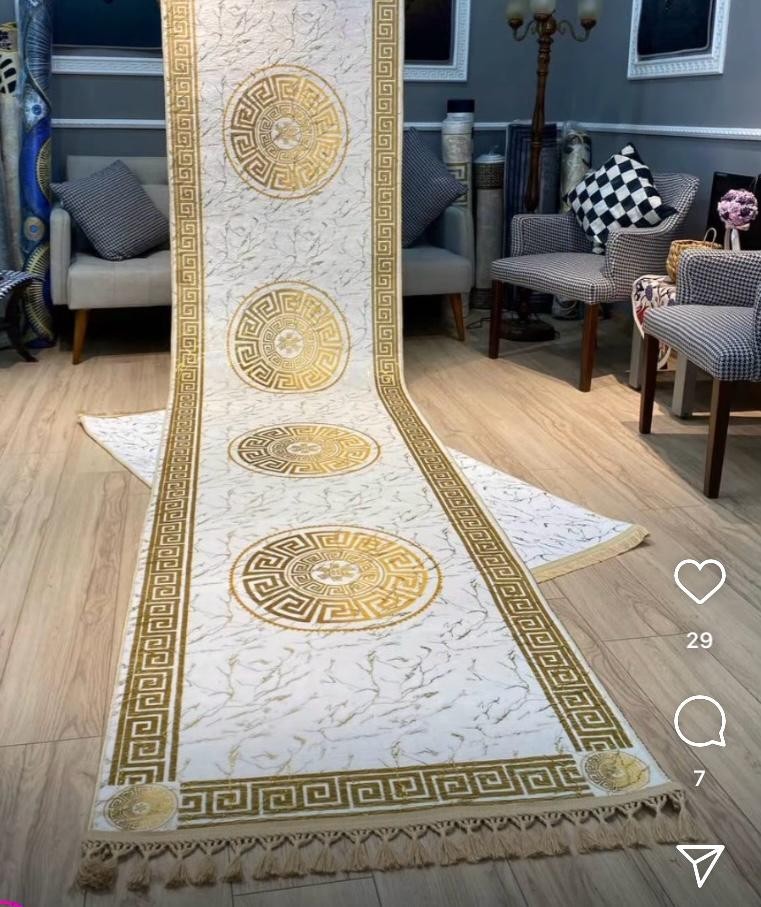 Luxury White Gold Rug, White Marble Pattern Rug, Gold Border Rug, Home Rug