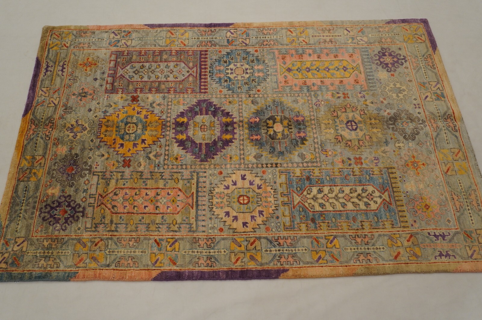 3×5 Blueish Gray Afghan Hand Knotted Bohemian Area Rug