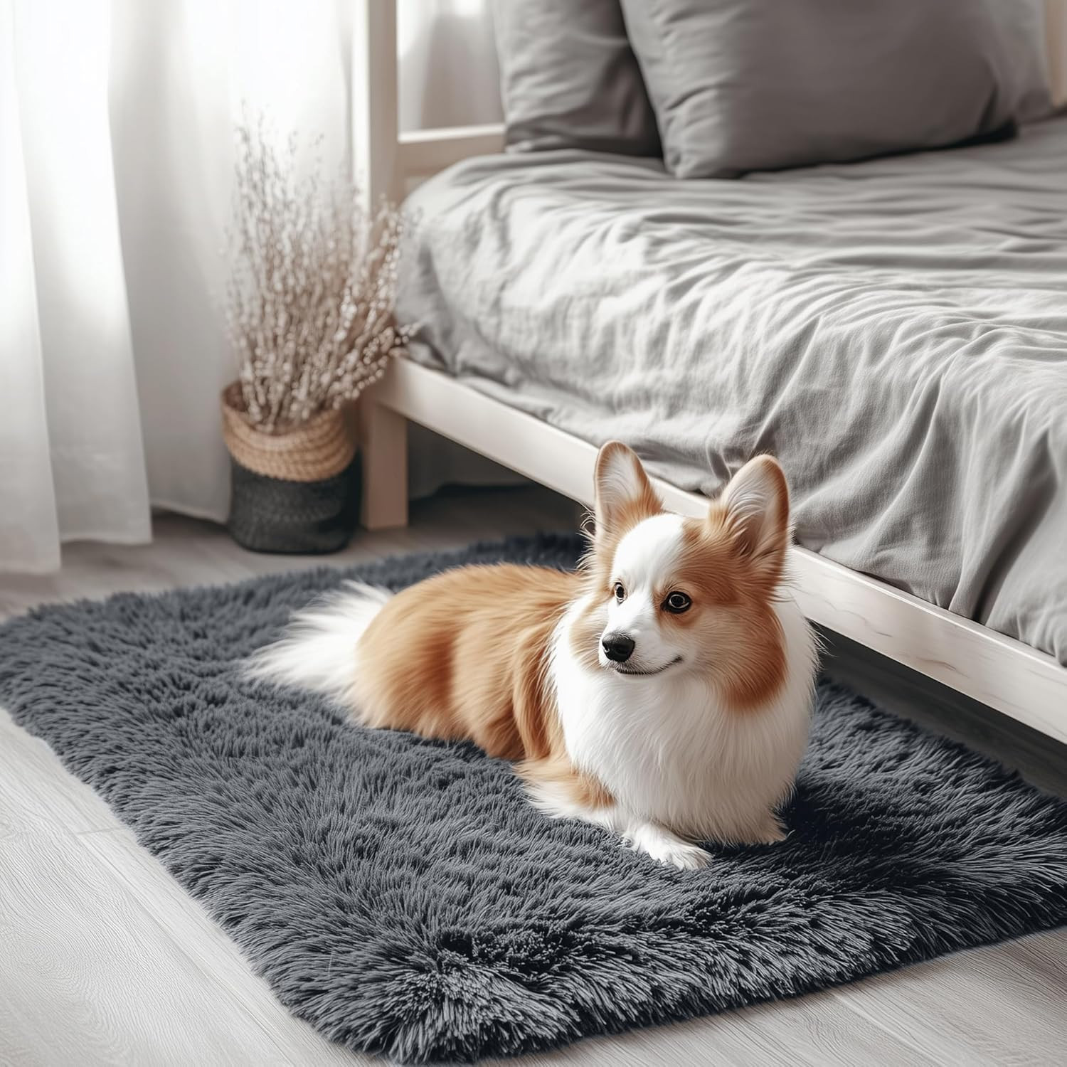 2X3 Machine Washable Small Bedside Rug, Soft Fluffy Shaggy Entryway Throw Rugs f