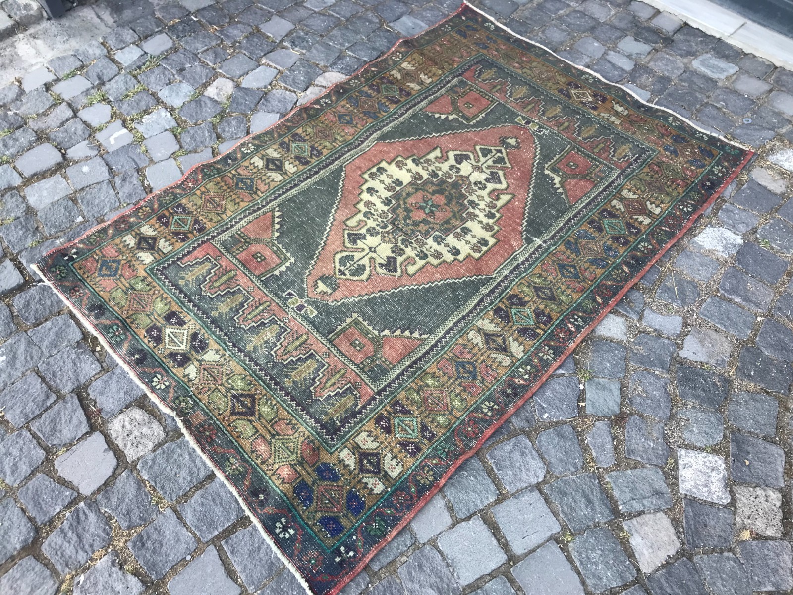 Bohemian Area Rug Handmade Wool Rug Turkish Vintage Traditional Rug Home Decor