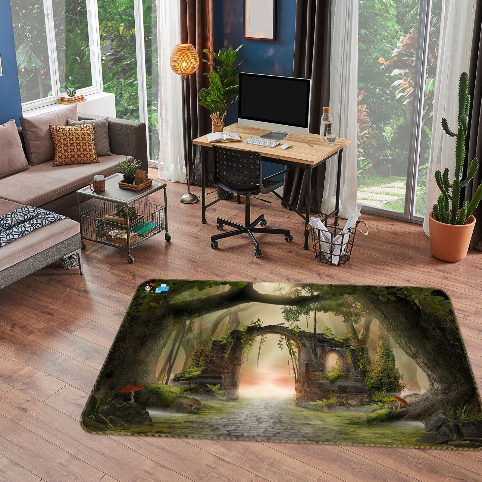 3D Big Tree Stone Arch K1456 Non Slip Rug Mat Elegant Photo Carpet Panda 2023
