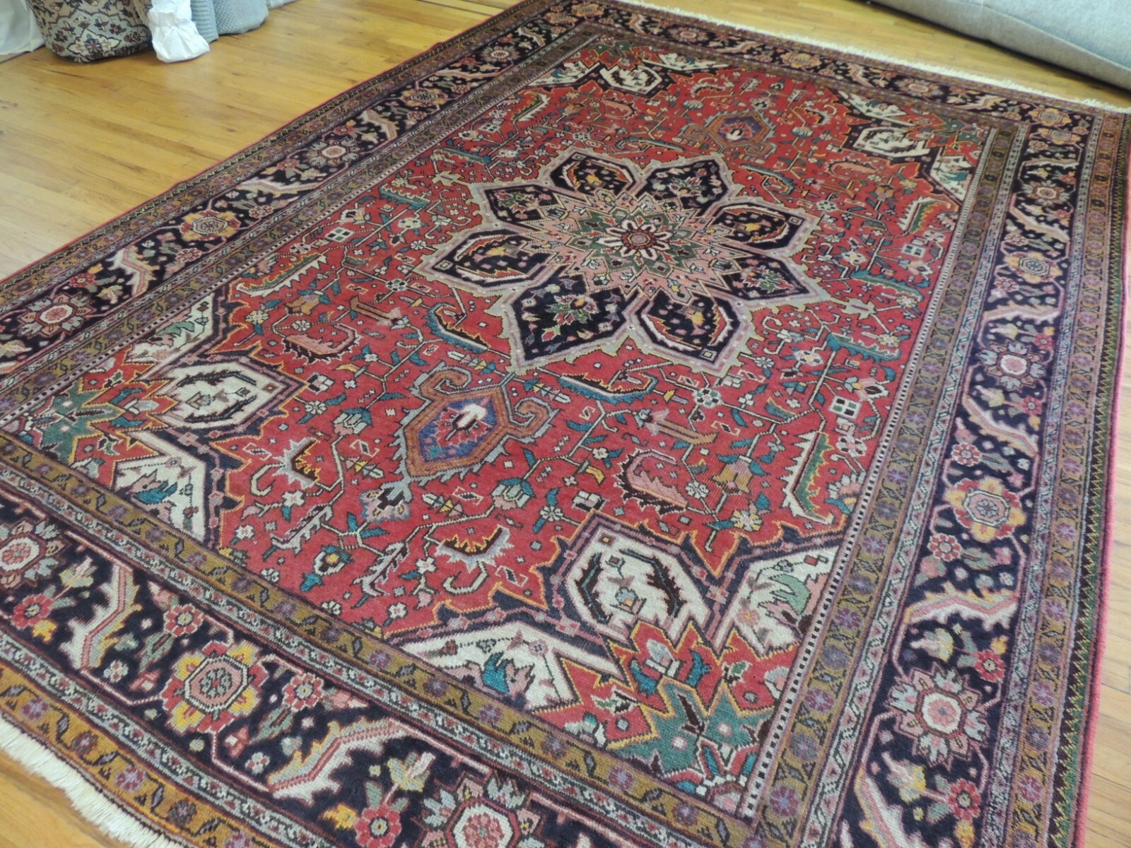 9×12 Herize Oriental Area rug wool hand-knotted Red Black Teal Blue Geometric