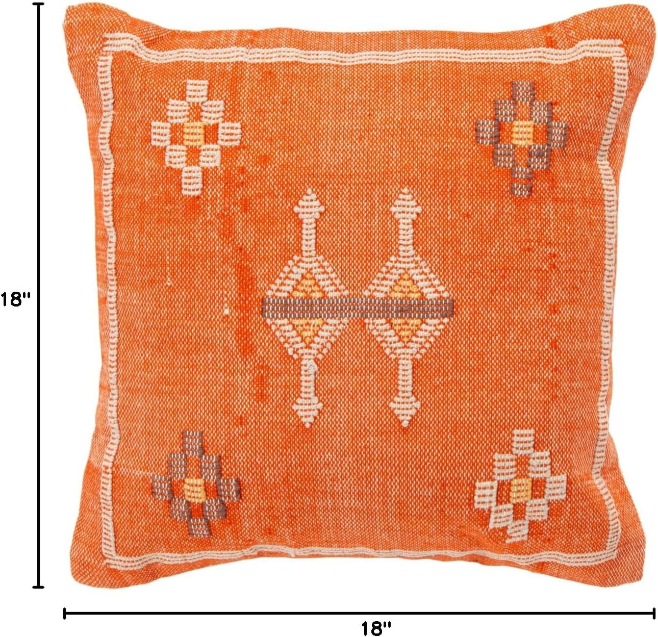 Home Collection Pyrra Moroccan Boho Tribal Southwestern Orange 18-Inch Square De