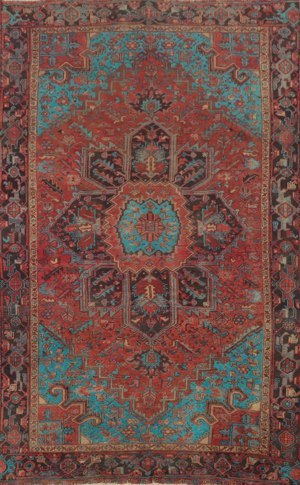 Rust Vintage Geometric Traditional Living Room Area Rug 7×11 ft Hand-knotted