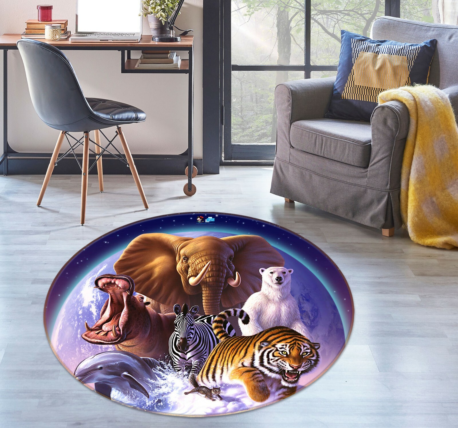 3D Elephant Hippo ZHUA237 Game Non Slip Rug Mat Photo Carpet Jerry LoFaro Zoe