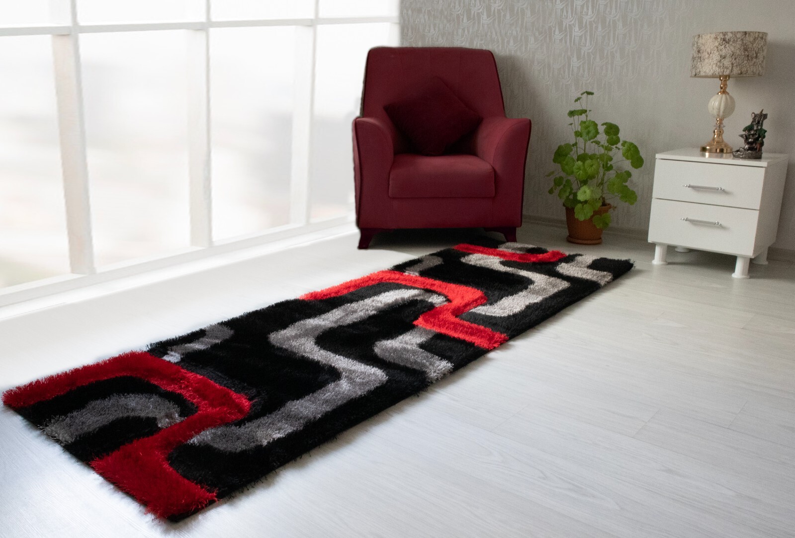 Shaggy Rug 3D Textured 5×7 Living Area Rug 2×7 Runner Rugs Plush Fluffy Rug