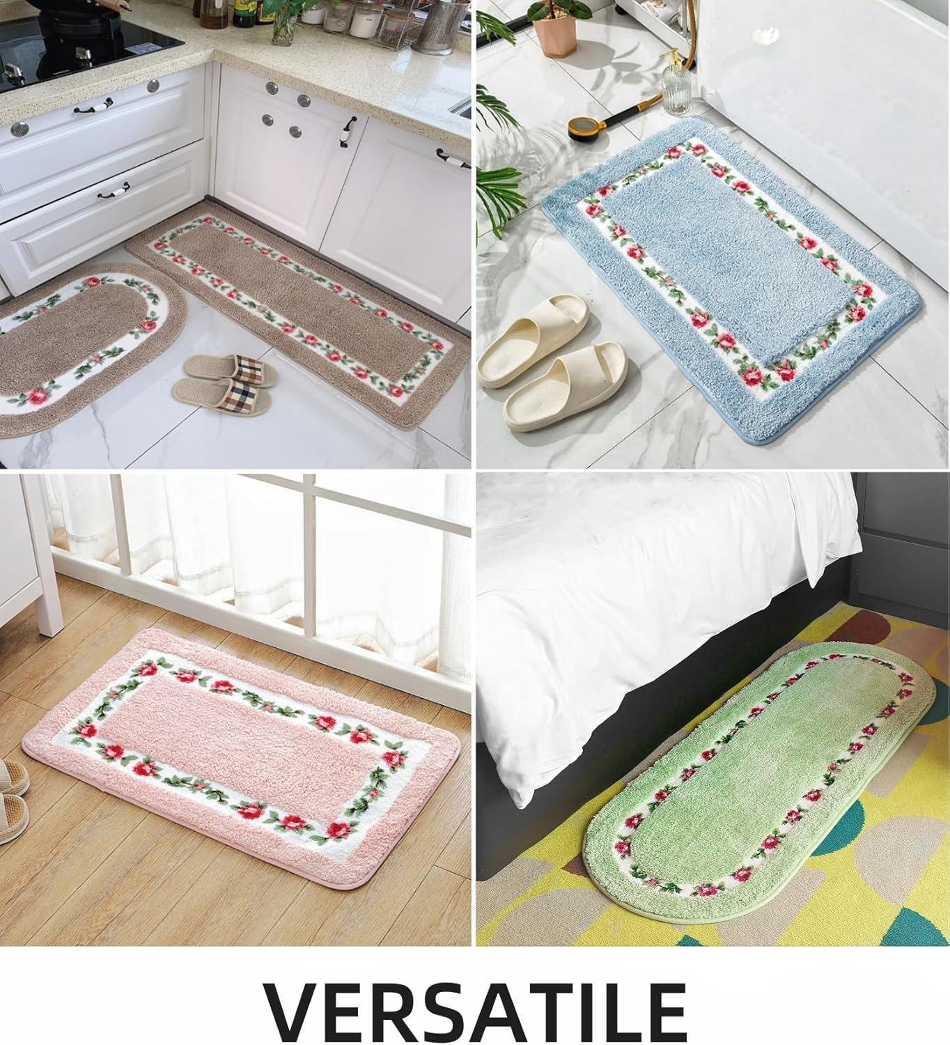 Bathroom Rugs Romantic Rose Flower Shaggy Area Rugs for Living Room Bedroom Kitc