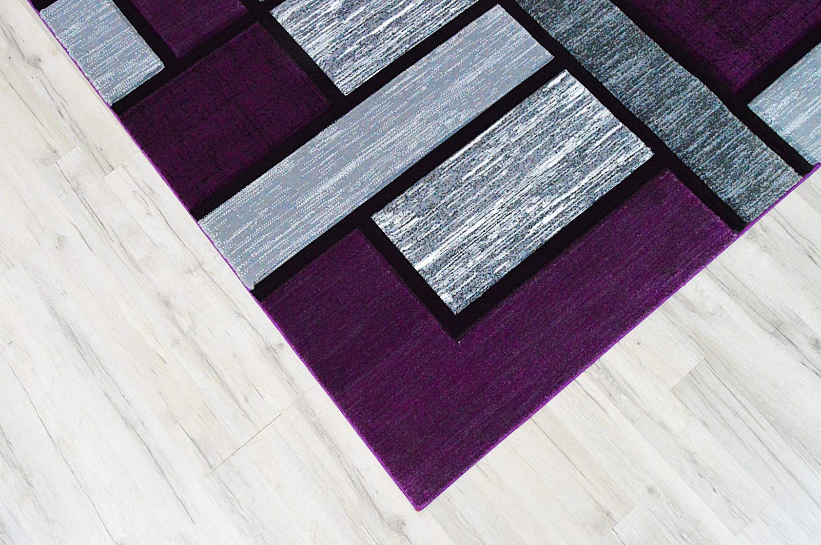 Premium Carved Modern Contemporary Abstract Rug 3995 Purple Grey 5’3”x7’6”