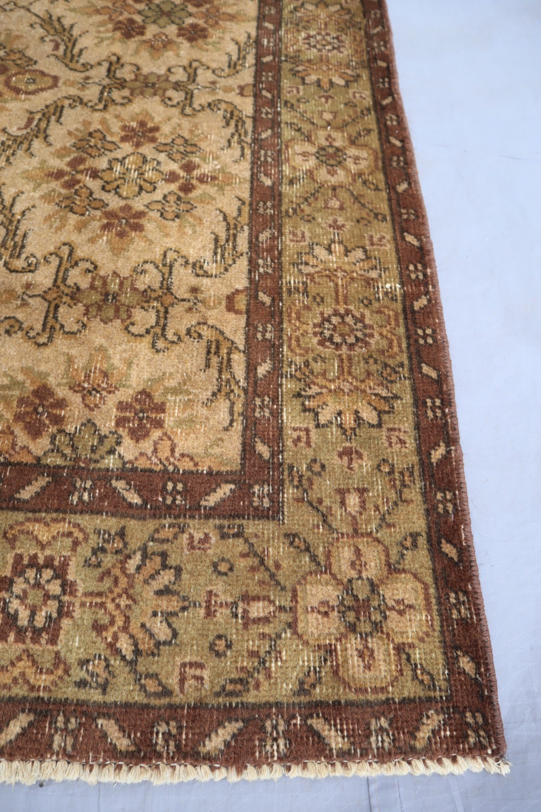 5’6×7’8 ft Oushak Rug, Afghan Handmade Beige Green Rug for Bedroom, Kitchen Rug