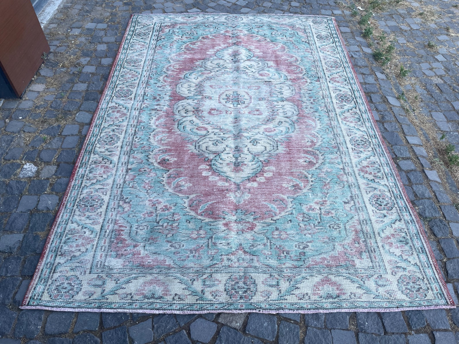 Turkish Vintage Rug, Handmade Wool Rug, Bohemian Large Rug, 6,3 x 9,3 ft