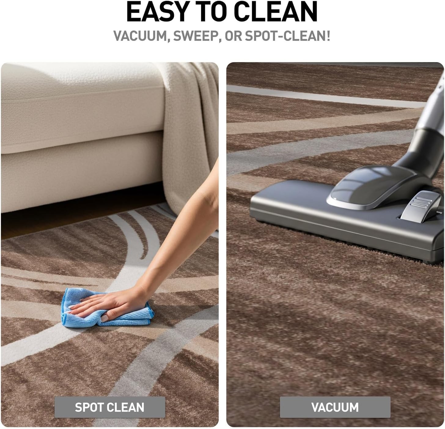 Modern Wavy Circles Design Accent Rug Non-Shedding Carpet for Entryway Bathroom