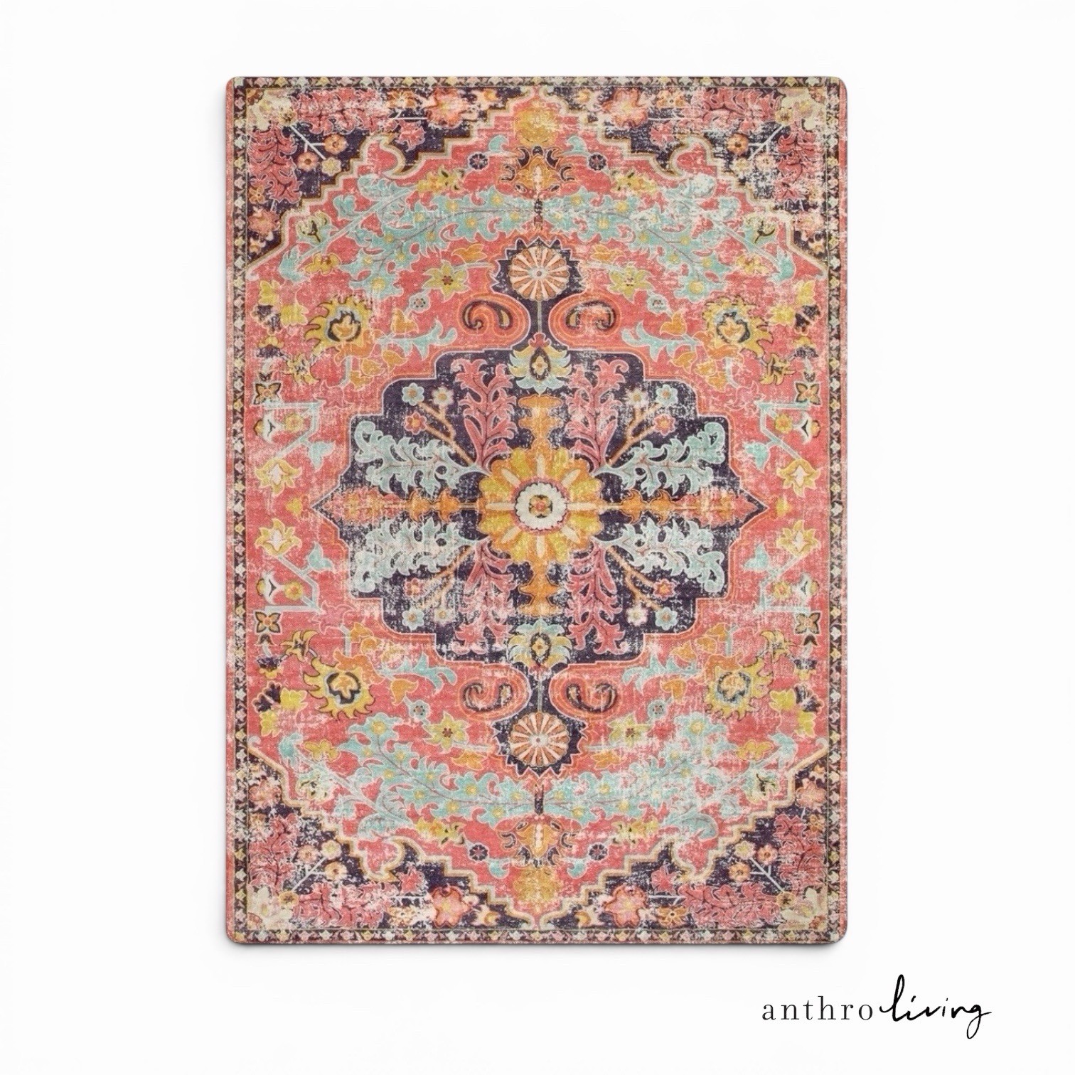 NEW Anthropologie Moroccan Boho Multicolor Washable Area Rug Carpet – 5′ x 7′