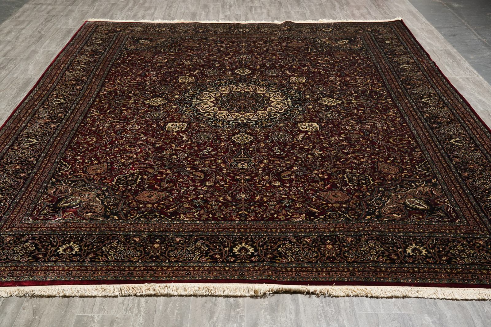 9 x 12 Hand-Knotted Rug Burgundy Lustrous Dense Wool #PIX-10128