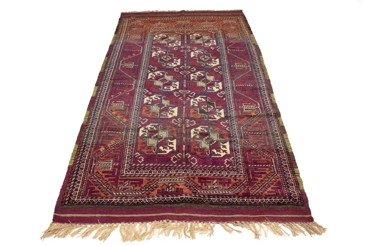 Vintage Tribal Burgundy Rug Boho Style Farmhouse Oriental Carpet 4’4X7’9 ft