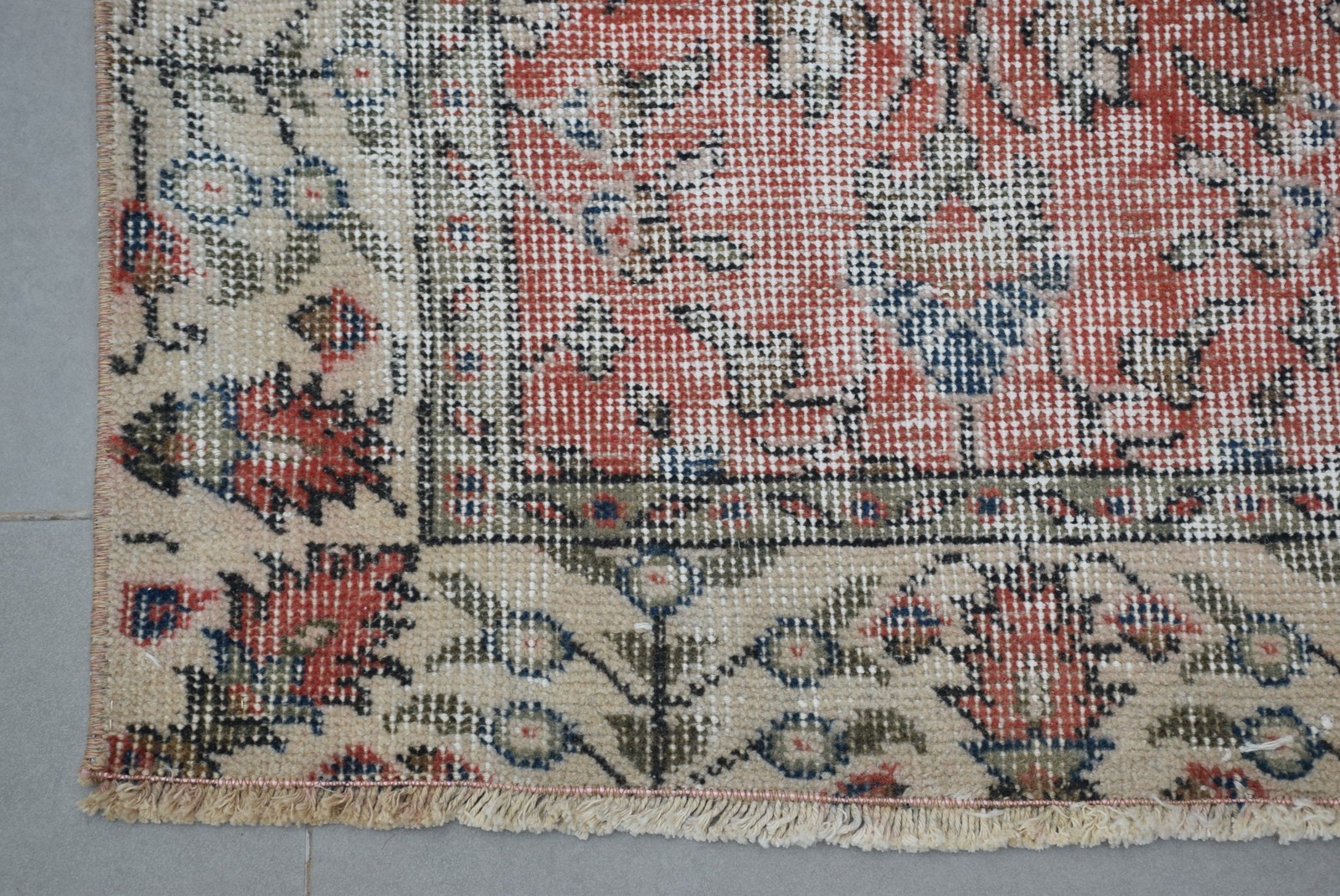 Turkish Area Rug 4,4×8,8 ft, Red Blue Oriental Rug Wool