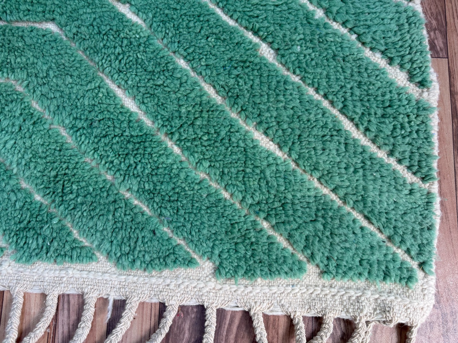 Green Moroccan Berber Rug 8×4.8 ft Handmade Wool Boho Modern Beni Ourain Style