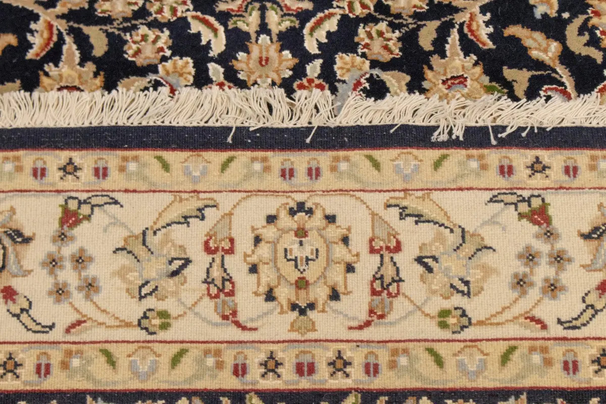 4×6 Rare Navy Indo-Nain Oriental Rug Classic Floral Handmade Foyer Carpet