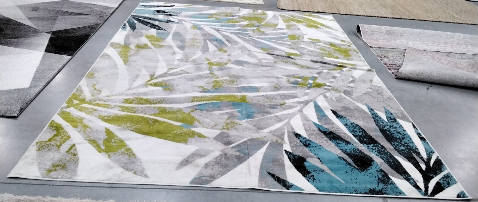 GREY / GREEN 9′ X 12′ Damaged Binding Rug, Reduced Price 1172746902 SKY189G-9