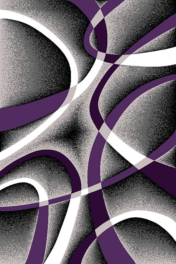 Premium Carved Modern Contemporary Abstract Rug 2305 Purple 6’6”x6’6”Round