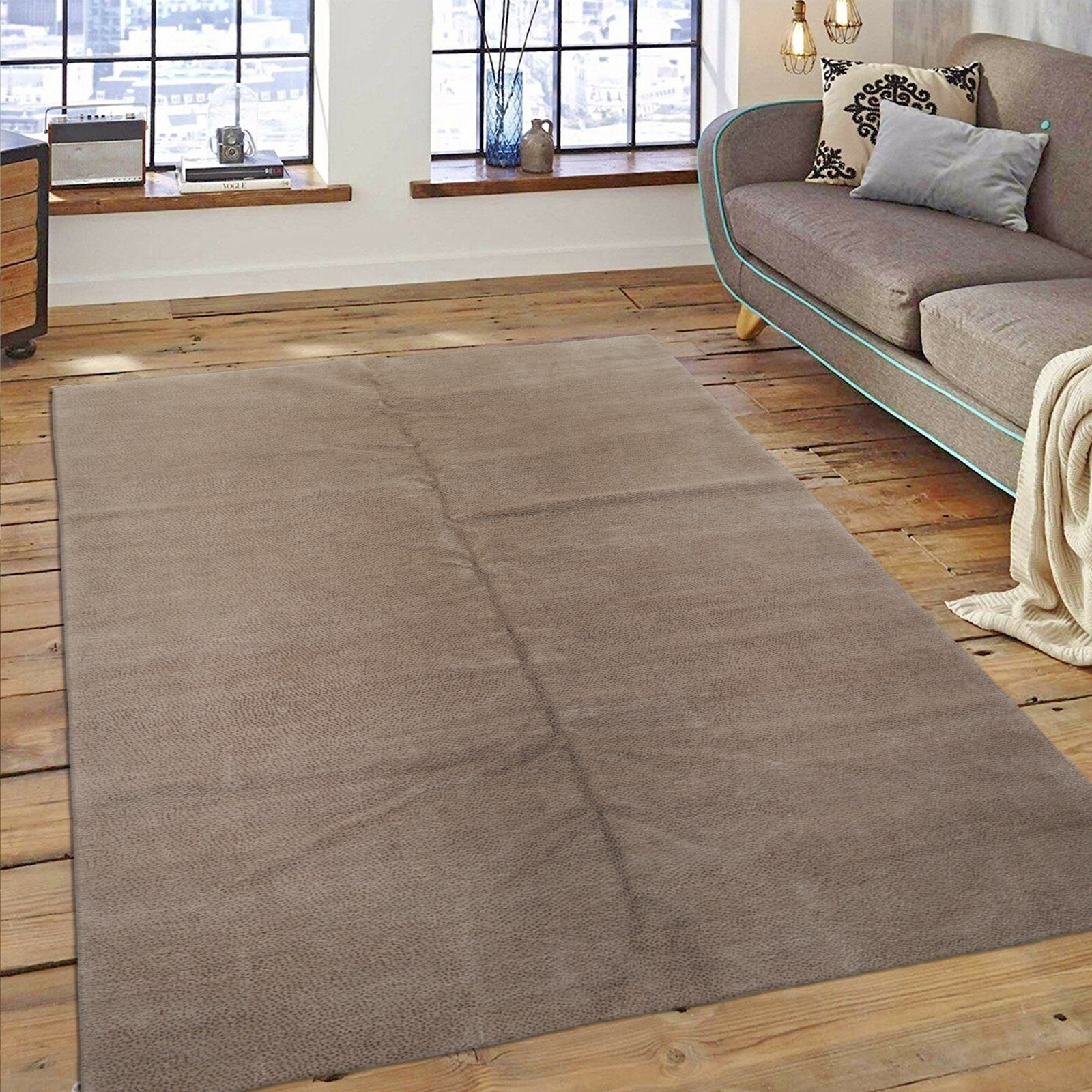 Lapchi 6’ x 8’10” Hand Knotted Modren Pindrop Wool & Silk Tibetan Area Rug Taupe