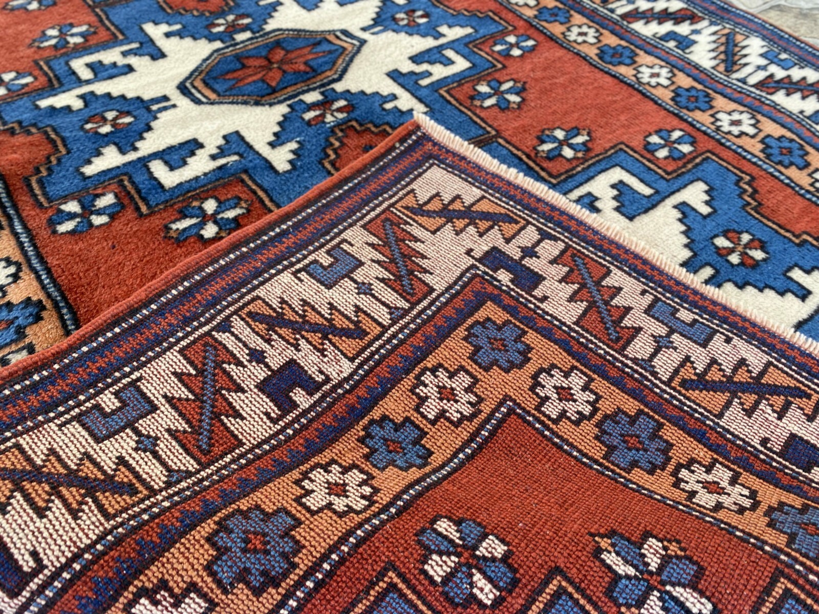 Vintage Kurdish Anatolian Wool Hand-Knotted Rug | Tribal Oushak Carpet 1980s 3×5