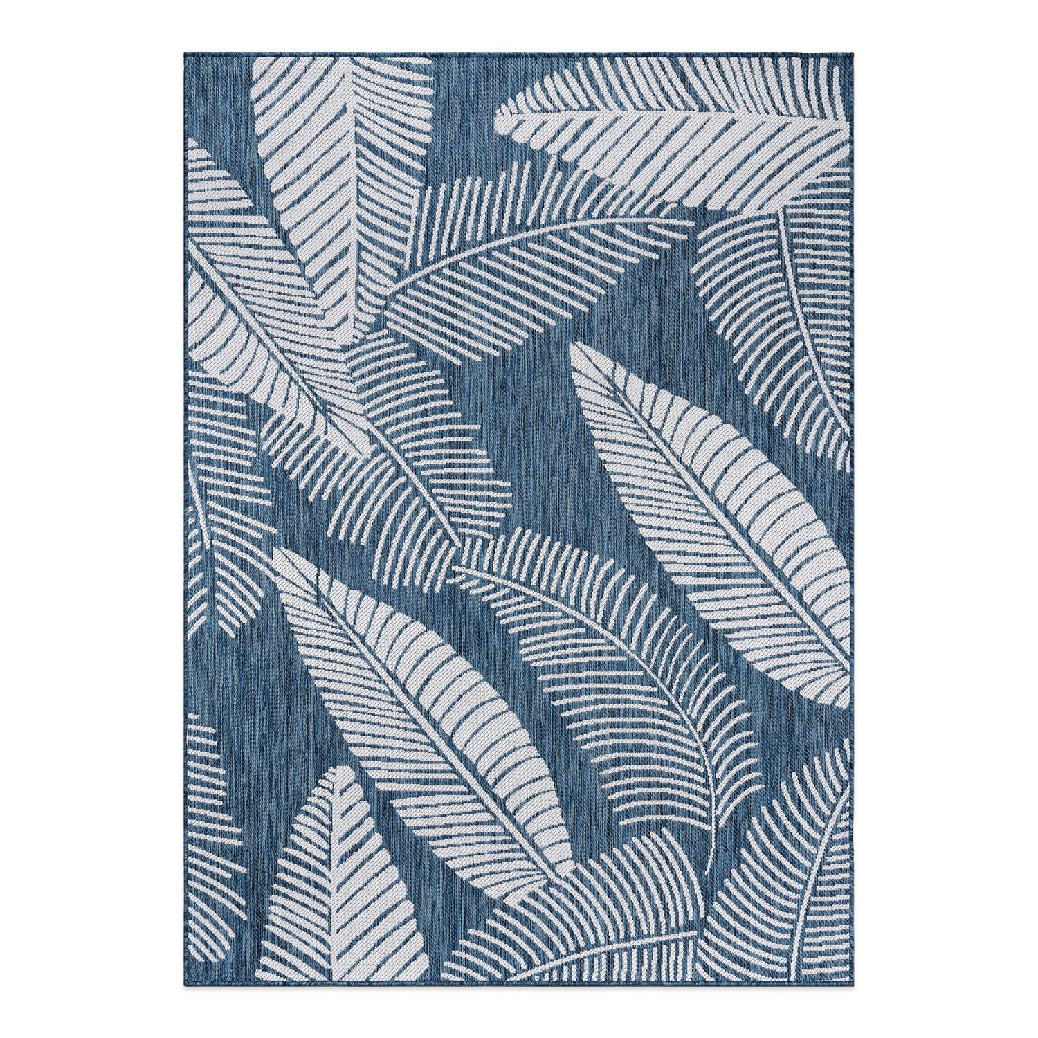 Rugshop Out Door Rugs Distressed Palm Leave Textured Indoor Outdoor Carpet Navy