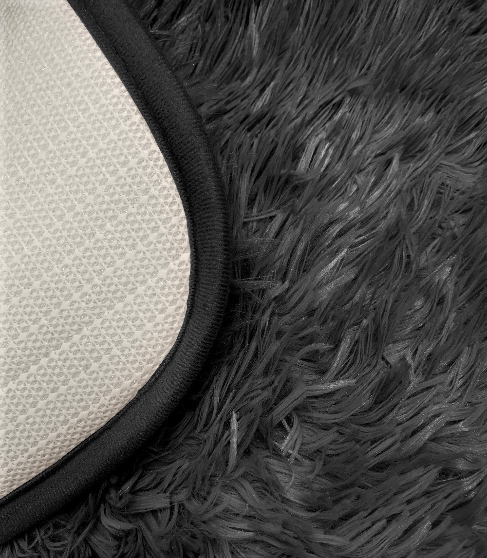Solid Black Fluffy Shag Faux Fur Area Rug, 36 in x 56 in