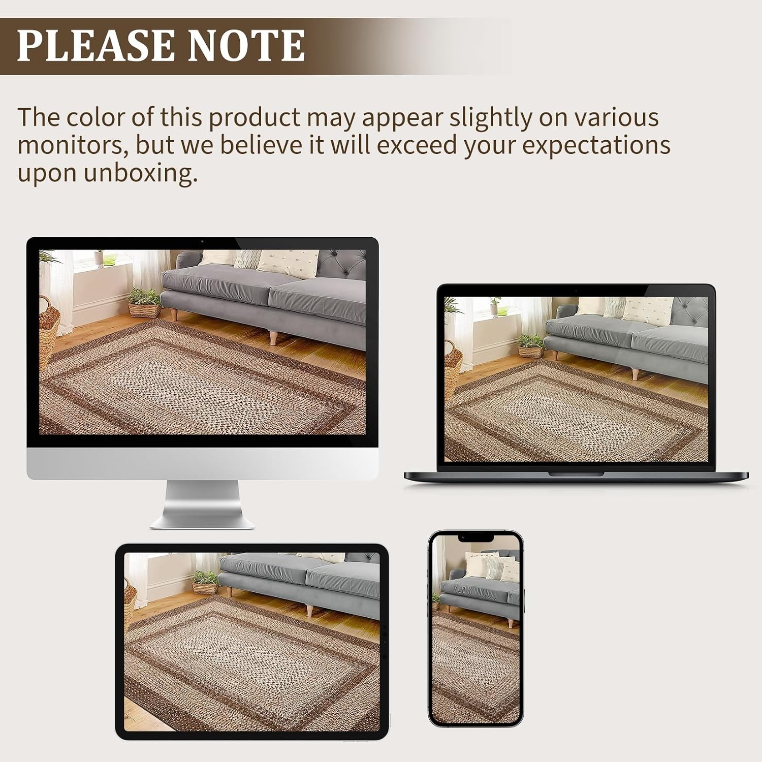 Stylish 5×7 Brown Braided Print Rug – Machine Washable, Pet-Friendly Design